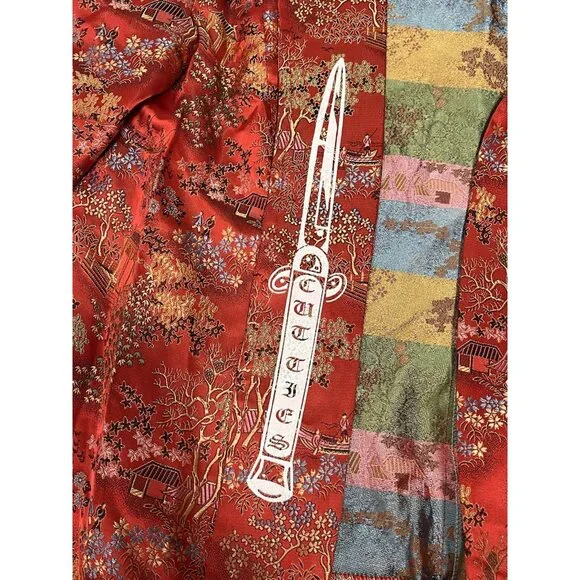 Blight Hernandez One-of-One Vintage Naplian Red Brocade Art Jacket Sz 12 - Picture 5 of 13